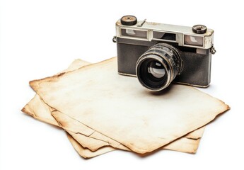 Vintage Camera Resting On Old Papers