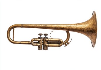 Brass Trumpet Isolated Against White Background