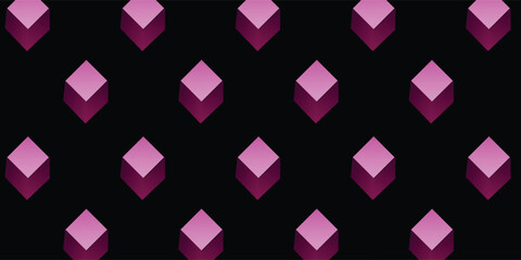 Abstract dark checkered background for design with pink glowing rhombuses.