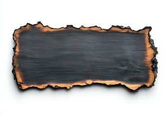 Burnt Wooden Plank Isolated on White