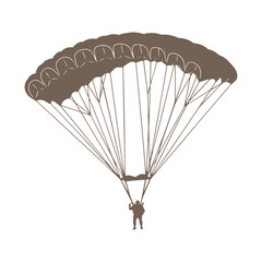 Skydiver descends with parachute, a thrilling adventure sports moment in silhouette