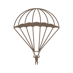 Skydiver silhouette gracefully descends with parachute, an emblem of freedom and adventure