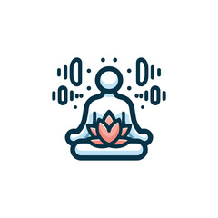 Meditative figure surrounded by abstract sound waves