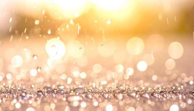 Golden rain drops on glistening surface - Powered by Adobe