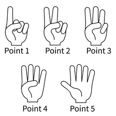 指数字のポイントアイコンの白黒イラストセット