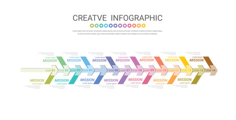Infographic design template with numbers 14 option for Presentation infographic, Timeline infographics, steps or processes.