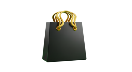 Black shopping bag isolated on transparent background for retail and commerce