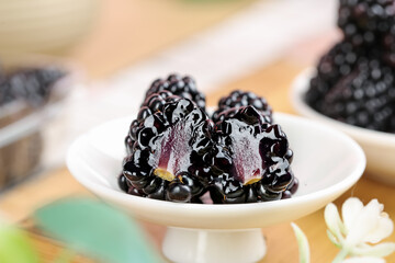 Fresh Black Berries in White Bowl - Healthy Organic Fruit Photography