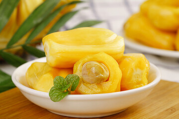 Fresh Thai Pineapple Rings with Mint in Bowl - Tropical Hainan Fruit Display