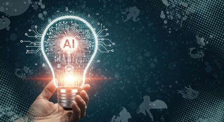 Futuristic artificial intelligence brainstorm and creative innovation. Symbol of machine learning, automation, and smart business solutions 