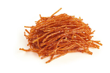 Obraz premium Handmade Spicy Dried Food Strips from Hunan - Traditional Chinese Cuisine with Sesame Seeds