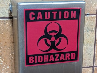 Crescent City, CA – September 10, 2025
Upclose red and black Caution Biohazard sign on a metal object in Crescent City, CA. Detail of medical or waste danger and