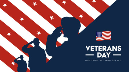Veterans Day banner design flat vector illustration