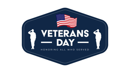 Veterans day sticker or laberl isolated on white background vector flat illustration