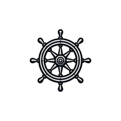 Obraz premium Nautical ship's wheel icon on a plain background