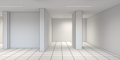 Modern Bright Hallway Interior 3D Visualization with Natural Light
