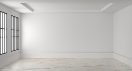 Modern Bright Empty Bedroom 3D Interior Rendering