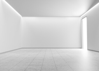 Modern Bright Empty Bedroom 3D Rendering Illustration