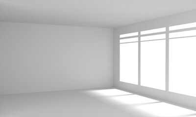 Modern Bright Empty Interior Room 3D Rendering Illustration