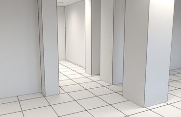 Modern Bright Empty Corridor 3D Rendering Interior Design