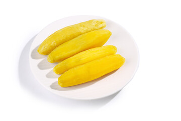 Steamed Yellow Corn Cobs on White Plate - Tianmu Mountain Linan Traditional Chinese Vegetable Dish