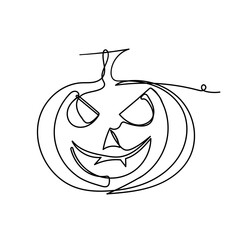 continuous line drawing halloween pumpkin illustration