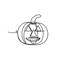 continuous line drawing halloween pumpkin illustration