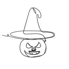 continuous line drawing halloween pumpkin illustration