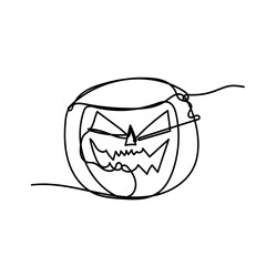 continuous line drawing halloween pumpkin illustration
