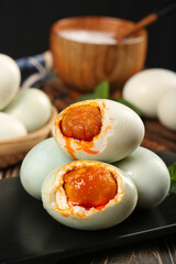 Gaoyou Salted Duck Eggs with Orange Yolks Traditional Chinese Delicacy Food Photography