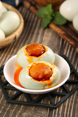 Gaoyou Salted Duck Eggs with Runny Golden Yolks Traditional Chinese Cuisine