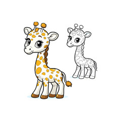 Fototapeta premium Playful cartoon giraffe character in vibrant colors