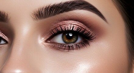 Obraz premium Close up of eye with professional makeup highlighting color and detail