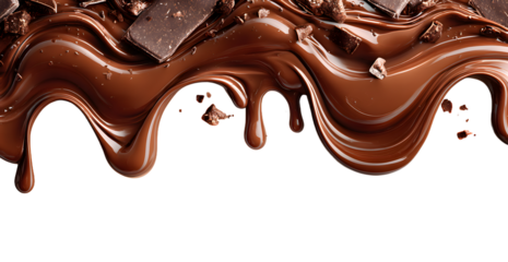 Delicious flowing cartoon melted chocolate border illustration with transparent background