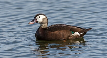 Obraz premium Male duck swimming on water wildlife portrait against serene background