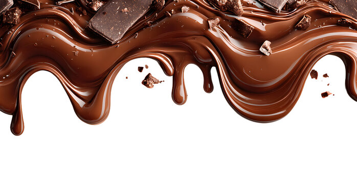 Delicious flowing cartoon melted chocolate border illustration with transparent background