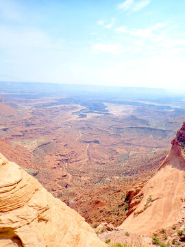 Canyonlands National Park view over sandstone cliffs and canyon floor