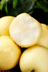 Fresh Hebei Crown Pears Cut Display Showing White Flesh Quality Fruit Picture