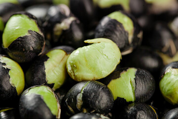 Fresh Black Mussels with Green Shells Open Showing Tender Seafood Meat Inside © ChuThi