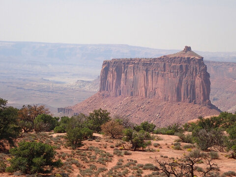 Mesa formation and sandstone cliffs in Canyonlands National Park