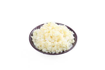 Fresh Minced Garlic in Purple Bowl - White Chopped Cloves Ready for Cooking