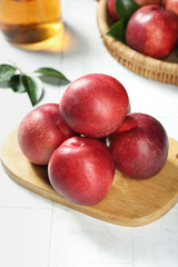 Fresh Red Australian Nectarines on Wooden Board - Imported Stone Fruit Display