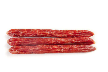 Air-dried Cantonese Sausages Chinese Cured Meat on White Background