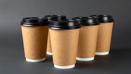 Group of disposable coffee cups