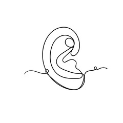 continuous line drawing human ear