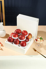 Fresh White Nectarine Gift Box - Premium Australian Imported Stone Fruit with Red Heart-Shaped Presentation