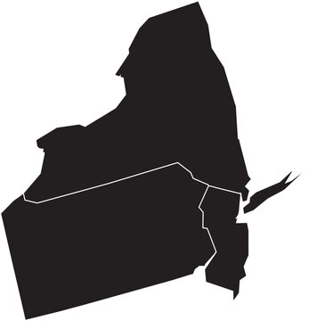 Mid Atlantic States of USA Isolated Map Silhouette