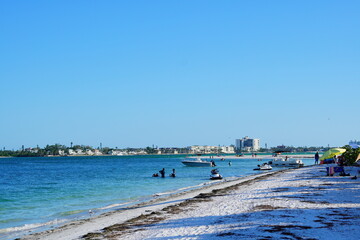 Sarasota, Florida USA - Sep 15, 2025: the sarasota beach sun set landscape