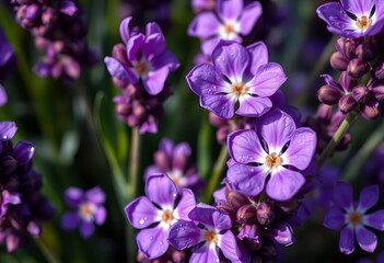 Obraz premium Close-up of vibrant purple lavender blossoms, dew-kissed petals, purple, essential oil