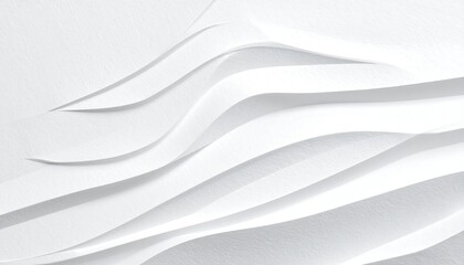 Abstract White Curved Paper Layers on Textured White Background with Subtle Shadows Gentle Waves and Undulating Patterns Minimalist Design